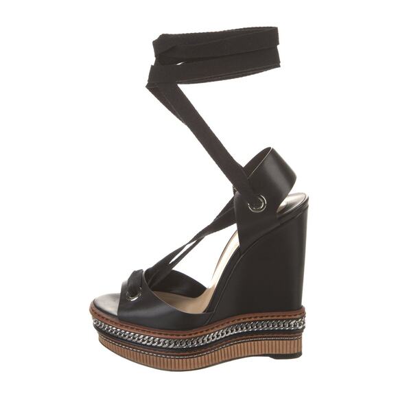 ❤️Christian Louboutin Leather Chain-Link Accents Wedges❤️ - Picture 1 of 5